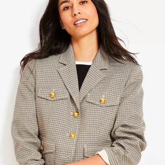 Loft Plaid Blazer with Gold Accents M - Picture 3 of 7
